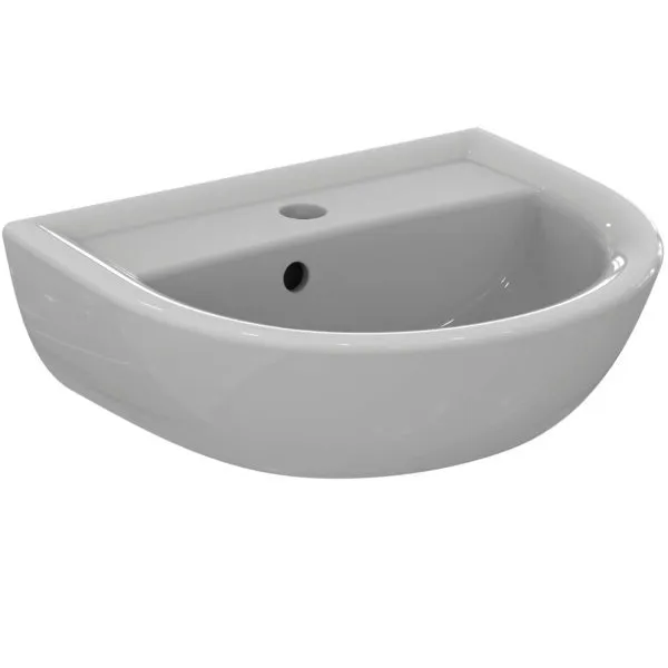 Ideal Standard Handwaschbecken Eurovit, 1 Hahnloch, mit Überlauf, 450x350x155mm, Weiß