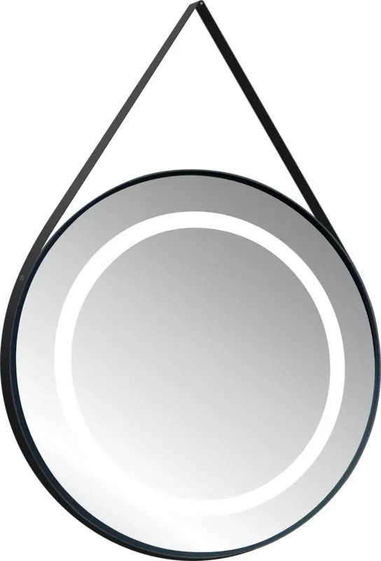 AS Preziosa LED-Spiegel mit Lederschl. 85 cm rund
