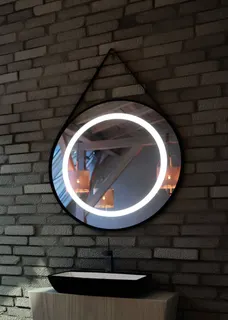 AS Preziosa LED-Spiegel mit Lederschl. 90 cm rund – Bild 2