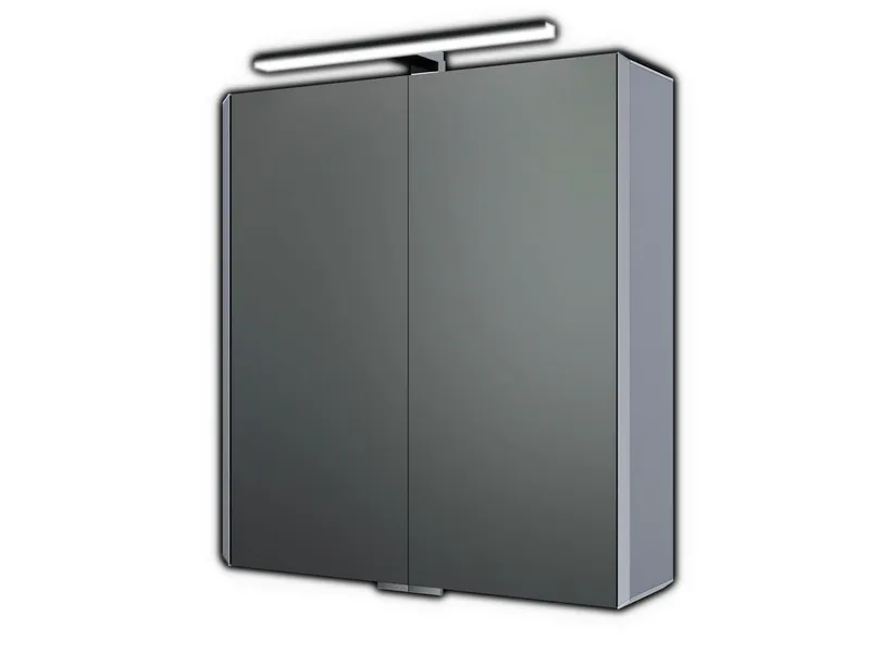 AS ALU-BASIC LED-Spiegelschrank Breite 65 x Höhe 70 cm mit Stableuchte