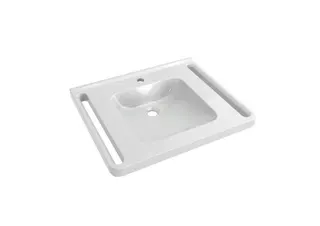 HEWI Waschtisch, Schwallkante, eckige Mulde, 650x550mm, 1 HL – Bild 2
