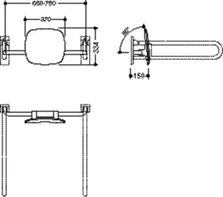 HEWI Rückenstütze Fb 92, WA 150mm SK-Griff-Montage reinweiß – Bild 5