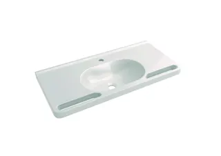 HEWI Waschtisch, Schwallkante, runde Mulde, 850x400mm, 1 HL