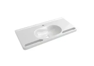 HEWI Waschtisch, Schwallkante, runde Mulde, 850x400mm, 1 HL – Bild 2