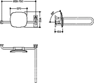 HEWI Rückenstütze Fb 90, WA 150mm, links zur Befest.an Wand-/SK-Griff reinweiß – Bild 5