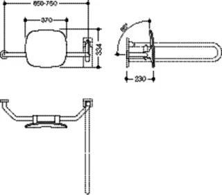 HEWI Rückenstütze Fb 98, WA 230mm, links zur Befest.an Wand-/SK-Griff reinweiß – Bild 5
