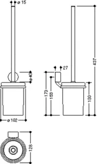 HEWI WC-Bürstengarnitur System 815 Halter u. Ros. chr, Glas satiniert – Bild 5