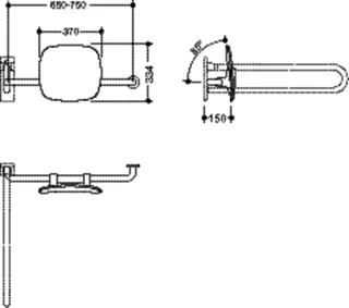 HEWI Rückenstütze Fb 90, WA 150mm,rechts zur Befest.an Wand-/SK-Griff reinweiß – Bild 5