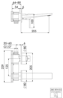 Fertigmontageset für Waschtisch-EHM-Batterie design4YOU 3.0, Ausladung 205mm, schwarz – Bild 2