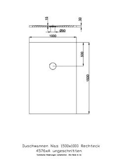 Hoesch Duschwanne Nias 1500x1000x30 strukturierte Oberfläche, Schiefergrau – Bild 2