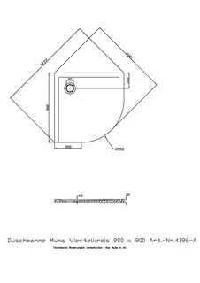 Hoesch Duschwanne Muna 1/4-Kreis 900x900x30 ohne Antirutsch, Material Solique, Weiß – Bild 2