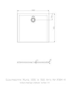 Hoesch Duschwanne Muna 1000x900x30 ohne Antirutsch, Material Solique, Weiß – Bild 2