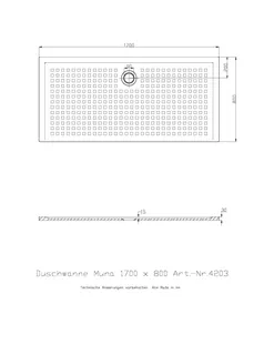 Hoesch Duschwanne Muna 1700x800x30 mit Antirutsch, Material Solique, Weiß – Bild 2