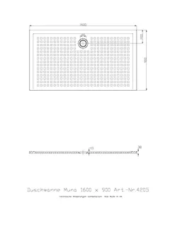 Hoesch Duschwanne Muna 1600x900x30 mit Antirutsch, Material Solique, Weiß – Bild 2