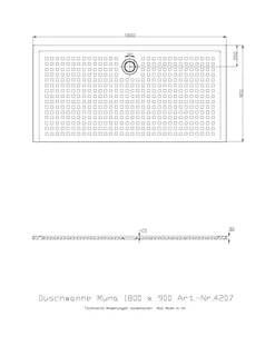 Hoesch Duschwanne Muna 1800x900x30 mit Antirutsch, Material Solique, Weiß – Bild 2