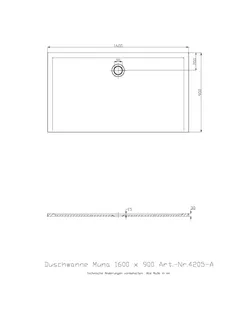 Hoesch Duschwanne Muna 1600x900x30 ohne Antirutsch, Material Solique, Weiß – Bild 3