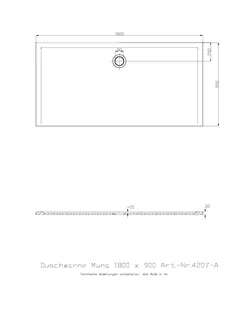 Hoesch Duschwanne Muna 1800x900x30 ohne Antirutsch, Material Solique, Weiß – Bild 3