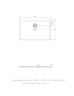 Hoesch Duschwanne Muna 1100x700x30 ohne Antirutsch, Material Solique, Weiß – Bild 2