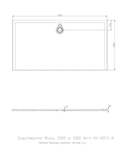 Hoesch Duschwanne Muna 1900x1000x30 ohne Antirutsch, Material Solique, Weiß – Bild 3