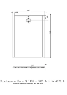 Hoesch Duschwanne Muna S 1400x1000x30 ohne Antirutsch, Material Solique, Weiß – Bild 2