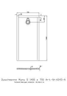 Hoesch Duschwanne Muna S 1400x700x30 ohne Antirutsch, Material Solique, Weiß – Bild 2