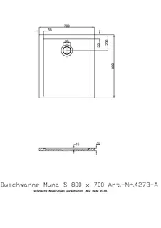 Hoesch Duschwanne Muna S 800x700x30 ohne Antirutsch, Material Solique, Weiß – Bild 2