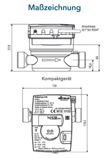 Sensus WMZ PolluCom F Qp 2,5 B DN20 L:130 AG1" PN16 45/5,2 Funk – Bild 3