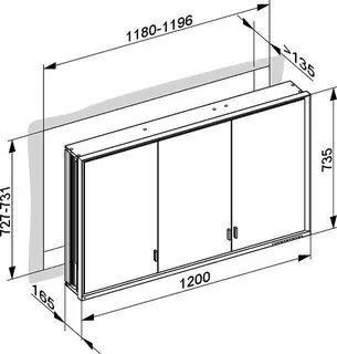 Keuco SPS R. Lumos 14315, ohne Ablagef., Einbau, silb-elox., 1200x735x165mm – Bild 2