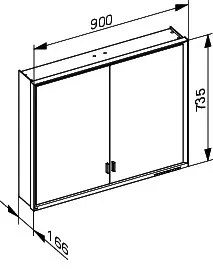 Keuco SPS R. Lumos 14303, ohne Ablagef., Vorbau, silb-elox., 900x735x165mm – Bild 3