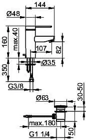Keuco EHM-Waschtisch-Mischer 90 Plan blue 53902, mit verlängertem Griffhebel, verchromt – Bild 2