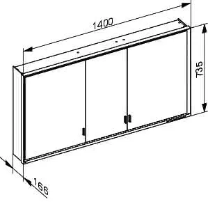 Keuco SPS R. Lumos 14306, ohne Ablagef., Vorbau, silb-elox., 1400x735x165mm – Bild 2