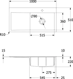Villeroy & Boch EB-SP Subway Style 60 1000x510mm Exc-Garn. IB rechts Keram. Weiß Alpin cplus – Bild 3