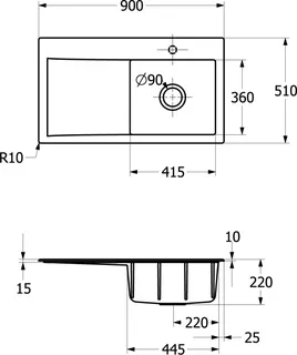Villeroy & Boch EB-SP Subway Style 50 900x510mm Ablgarn. IB rechts Keram. Weiß Alpin cplus – Bild 4