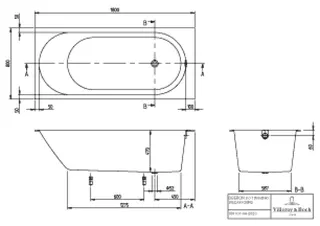 Villeroy & Boch Badewanne Oberon 2.0 1800x800x495mm Solo Rechteck Stone White – Bild 5