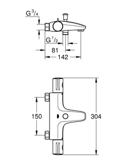 GROHE THM-Wannenbatterie Grohtherm 800 34568 ohne Anschlüsse chrom – Bild 5