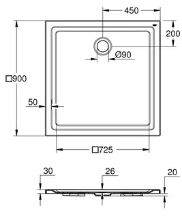 GROHE Universal Duschwanne 39301 aus Acryl 900 x 900 mm alpinweiß – Bild 5