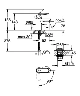 GROHE EH-Waschtisch-Batterie Eurosmart C 23927 S-Size MST kalt Push-open Abl.grt. chrom – Bild 5