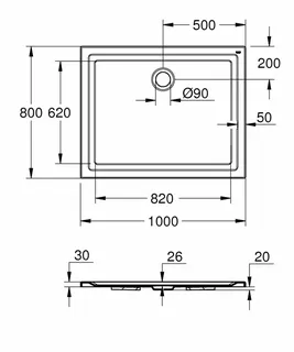 GROHE Universal Duschwanne 39306 aus Acryl 1000 x 800 mm alpinweiß – Bild 5
