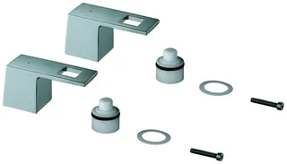 GROHE Griffpaar 48321 für Eurocube 3-L-Waschtisch-Batterie Mark. blau/rot chrom – Bild 2
