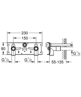 GROHE Thermostat-Rohbauset 39383 für Waschtisch-Wand-Thermostate – Bild 5