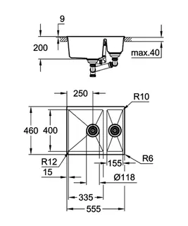 GROHE Kompositspüle K500 31648 1,5Becken 555x460mm re/li granit schwarz – Bild 5