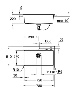 GROHE Kompositspüle K700 31652 1 Becken 780x510mm granit grau – Bild 5