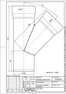 LORO-XCL ABZWEIG 1.4404 45 GR.DN 125/125 – Bild 2
