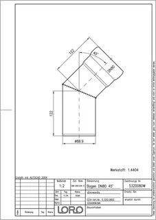 LORO-XCL BOGEN 1.4404 45 GR.DN 80 – Bild 2