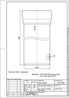 LORO-X ROHR 1 MUFFE 750 MM DN 150 – Bild 2