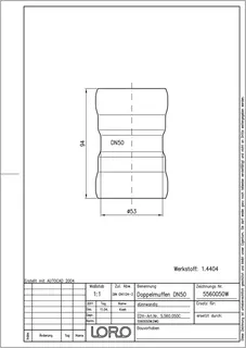 LORO-XCL DOPPELMUFFE 1.4404 DN 50 – Bild 2