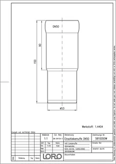 LORO-XCL EINSCHIEBMUFFE 1.4404 DN 50 – Bild 2