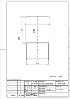 LORO-XCL EINSCHIEBMUFFE 1.4404 DN 125 – Bild 2