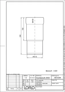 LORO-XCL EINSCHIEBMUFFE 1.4301 DN 100 – Bild 2