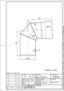 LORO-XCL BOGEN M.ENG.RADIUS 1.4404 87GR. DN 100 – Bild 2